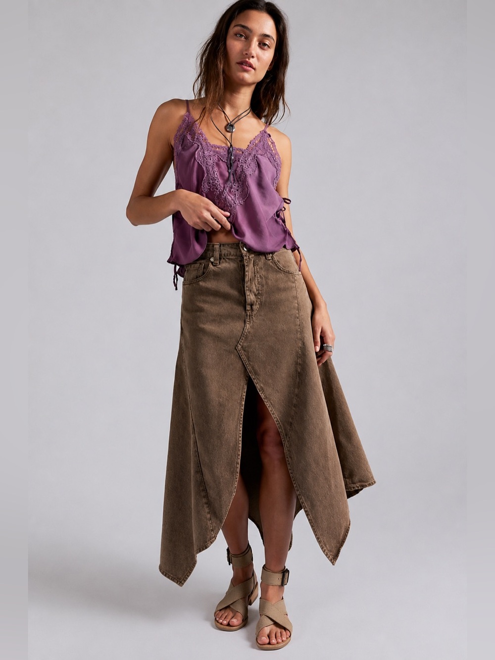 NWT FREE PEOPLE WE THE FREE Aquarius Maxi Skirt | Pinecone/Brown MSRP $178 28